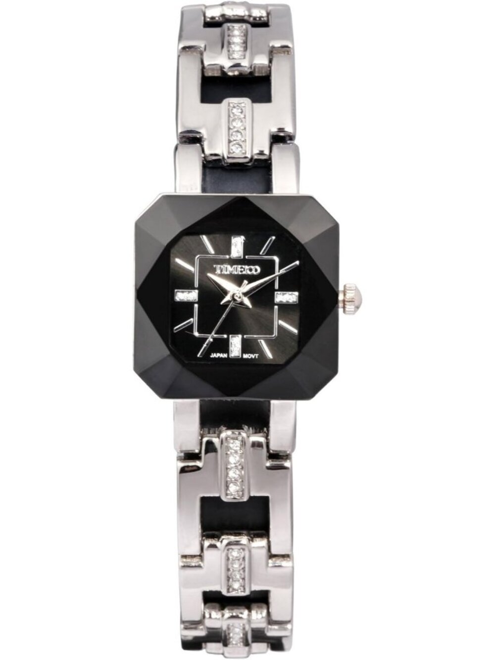 Women's Black Bracelet Strap with Diamonds Waterproof Quartz Crystals Watches